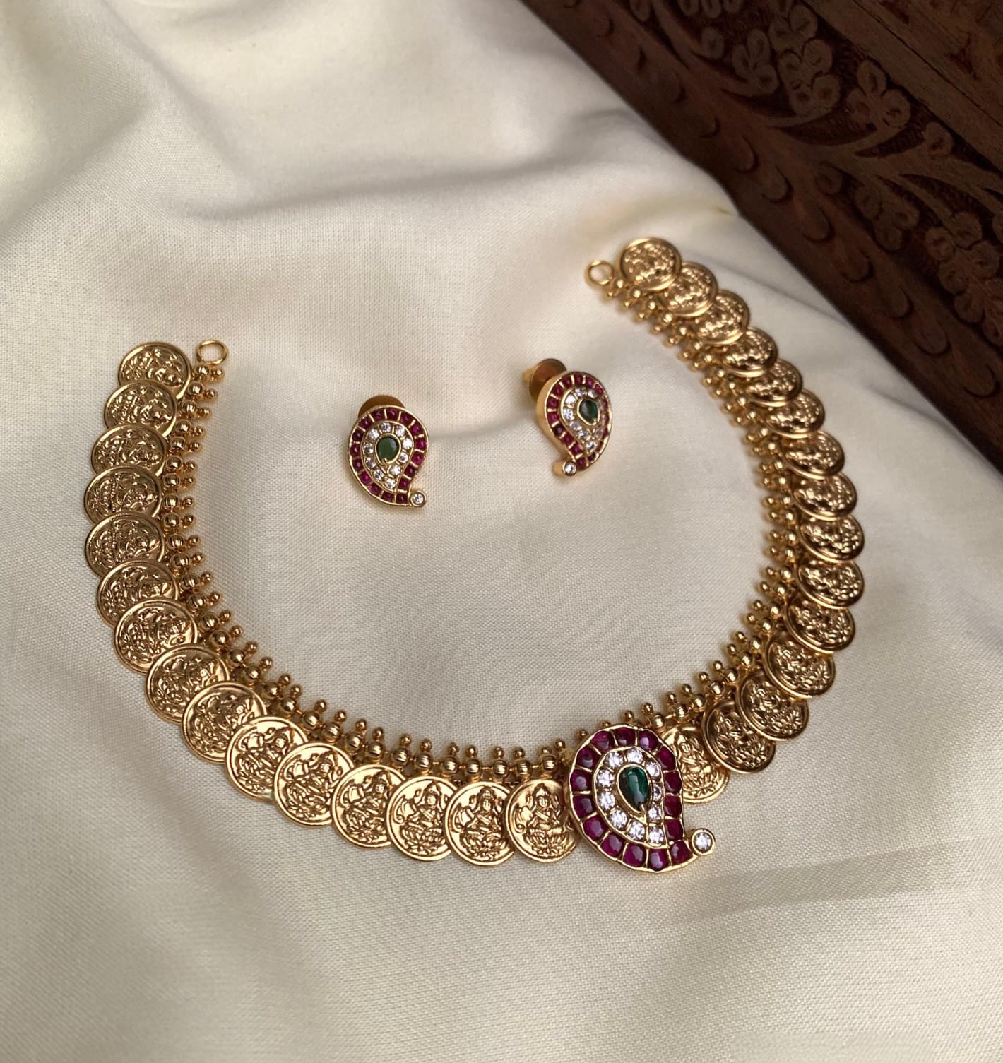 Lakshmi Kasumala Necklace with Mango Design AD Pendant & Earrings