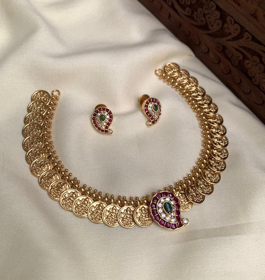 Lakshmi Kasumala Necklace with Mango Design AD Pendant & Earrings