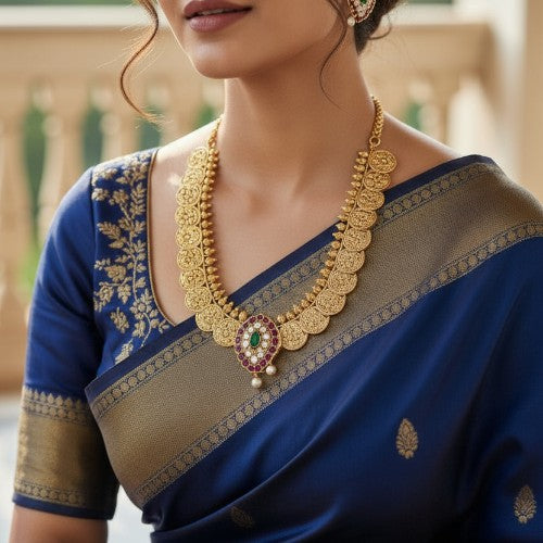 Lakshmi Kasumala Necklace with Mango Design AD Pendant & Earrings