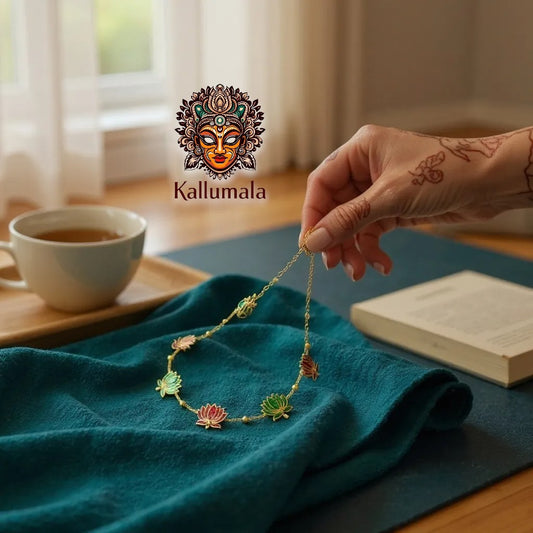 Manju Warrier Inspired Lotus Necklace – Merroon & Green